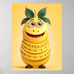 Funny banana character poster