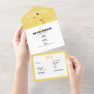 Funny Banana Party custom kit modern and editable All In One Invitation