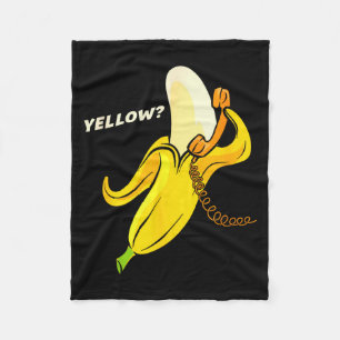 Funny Banana Phone - Yellow_ Hello_ Fleece Blanket