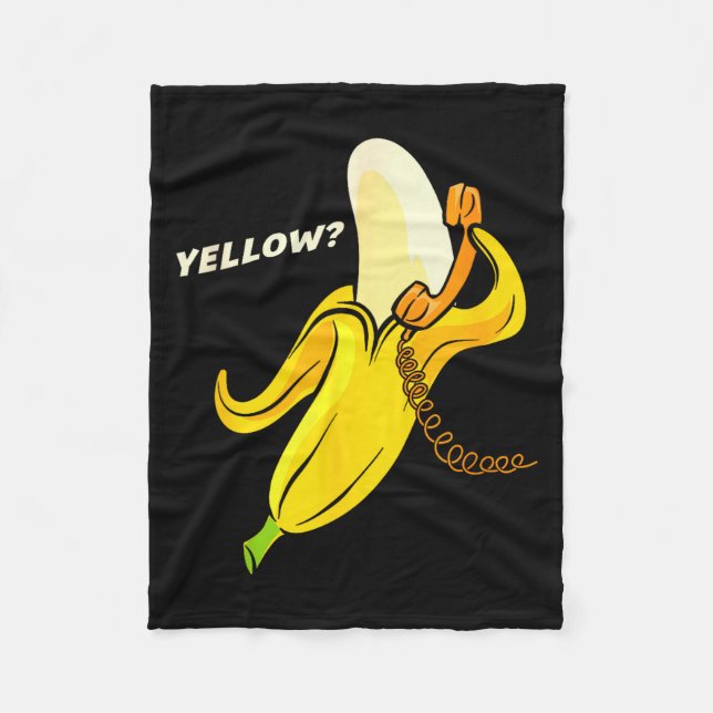 Funny Banana Phone - Yellow_ Hello_  Fleece Blanket (Front)
