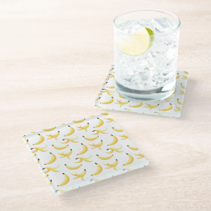 Funny Banana Pun Party pattern colourful - editabl Glass Coaster