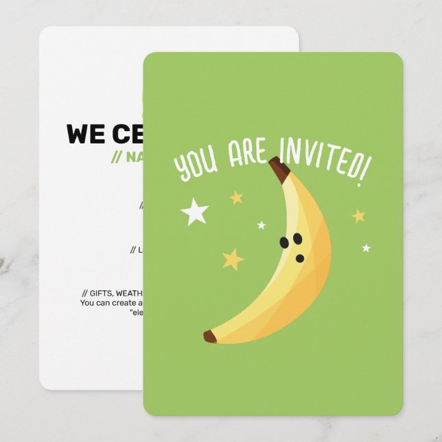 Funny Banana Pun Party pattern colourful - editabl Invitation (Front/Back)