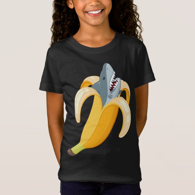 Funny Banana Shark Bananas Fruit Sea Animal Lover T-Shirt (Front)