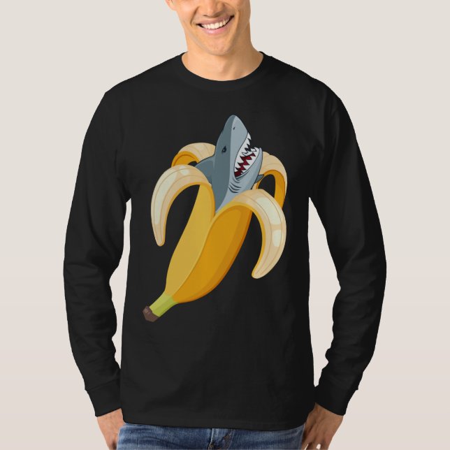 Funny Banana Shark Bananas Fruit Sea Animal Lover T-Shirt (Front)