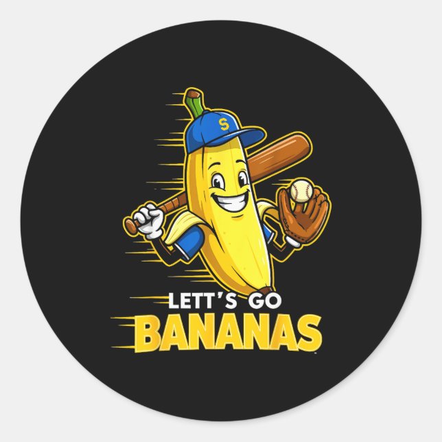 Funny Banana Shirts Gift Fruit Lovers Boys Lets Go Classic Round Sticker (Front)