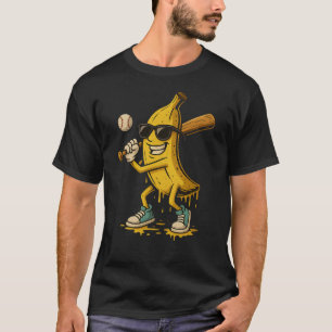 Funny Banana Swinging Baseball Funny Drip Artwork  T-Shirt