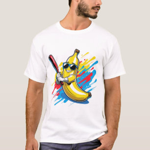 Funny Banana Swinging Baseball Funny Drip Mascot T-Shirt