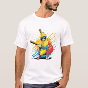 Funny Banana Swinging Baseball Funny Drip T-Shirt