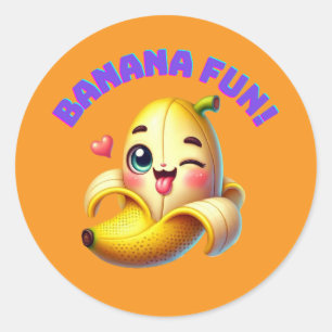 Funny Banana Winking Design for Fun and Playful Gi Classic Round Sticker
