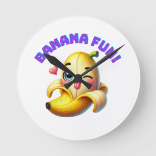Funny Banana Winking Design for Fun and Playful Gi Round Clock
