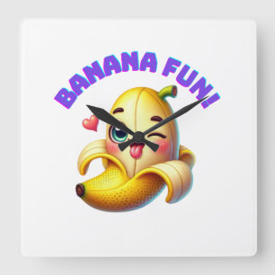 Funny Banana Winking Design for Fun and Playful Gi Square Wall Clock