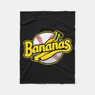 Funny Bananas Baseball Vintage Graphic Fleece Blanket