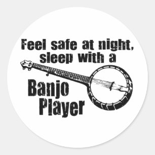 Funny Banjo Classic Round Sticker