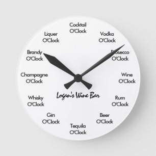 Funny Bar Clock Black and White