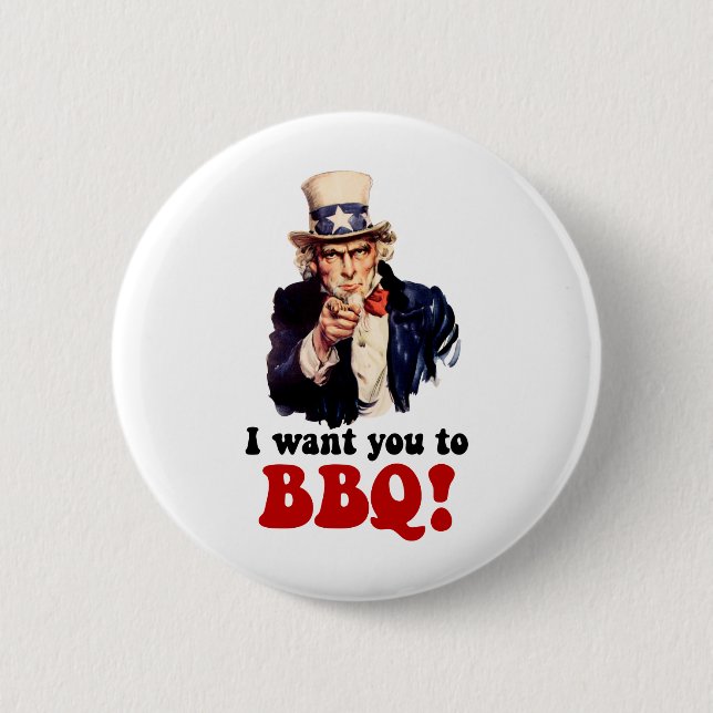 Funny barbecue 6 cm round badge (Front)