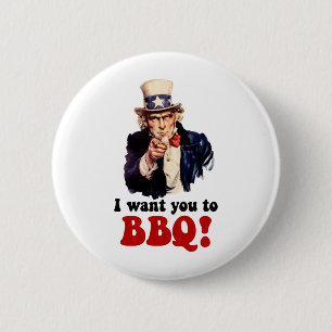 Funny barbecue 6 cm round badge