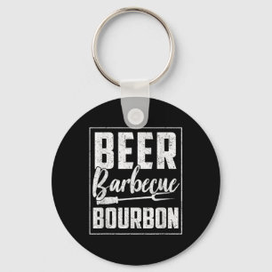 Funny Barbecue Beer Bourbon Graphic Women Men Meat Key Ring