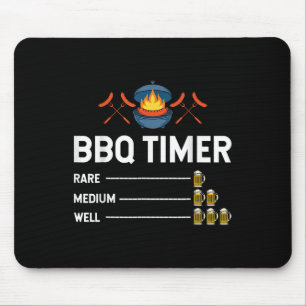 Funny Barbecue Chef Bbq Timer Beer Drinking Party Mouse Pad