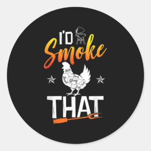 Funny Barbecue Chicken Graphic Women Men Meat Smok Classic Round Sticker
