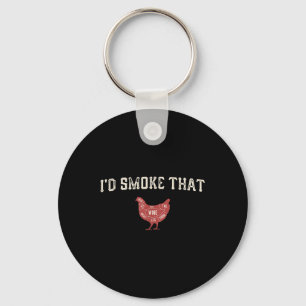 Funny Barbecue Chicken Graphic Women Men Meat Smok Key Ring