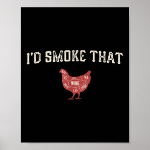 Funny Barbecue Chicken Graphic Women Men Meat Smok Poster