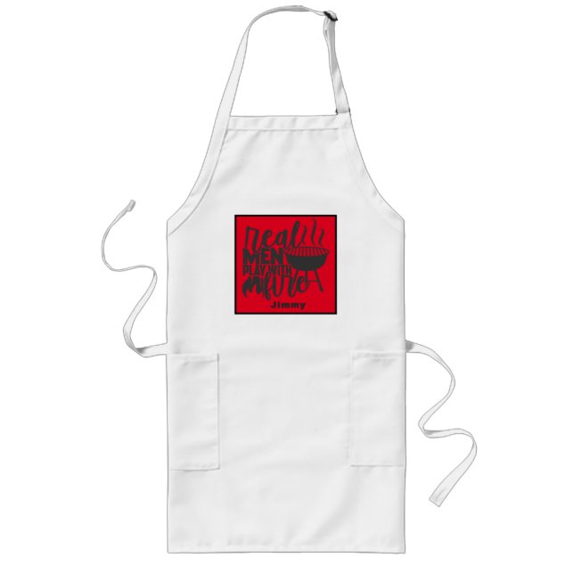 Funny Barbecue Grill Fire Humour Quote Personalise Long Apron (Front)