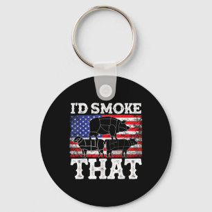 Funny Barbecue Id Smoke That Patriotic Grillmaster Key Ring