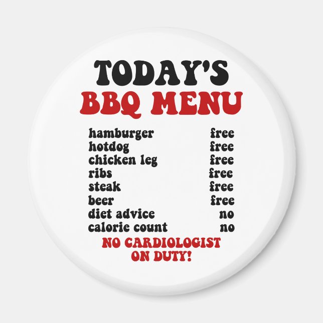 Funny Barbecue Menu Magnet (Front)