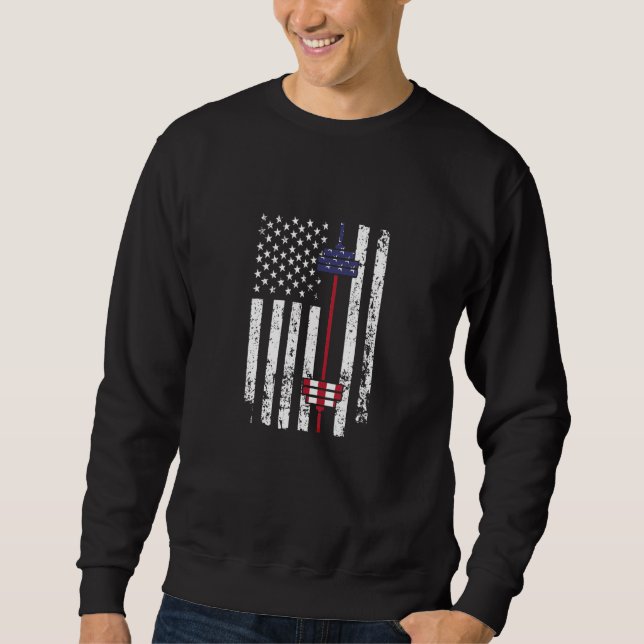 Funny Barbell Art Barbell Flag Weightlifting Fitne Sweatshirt (Front)