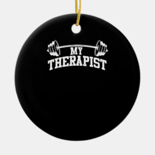 Funny Barbell Design For Men Women Weight Lifting Ceramic Tree Decoration