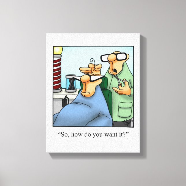Funny Barber Shop Wrapped Canvas (Front)
