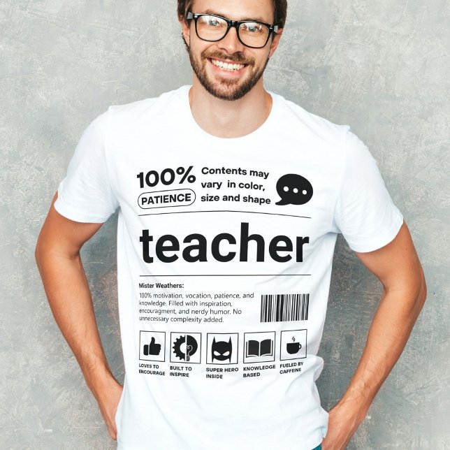 Funny Barcode Modern Appreciation Teacher Gift T-Shirt (Creator Uploaded)