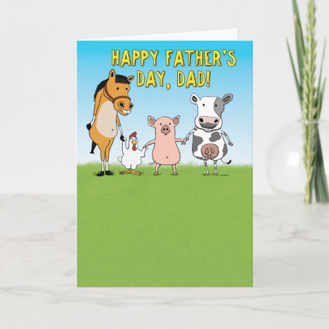 Funny Barn Animals Father's Day Card (Front)