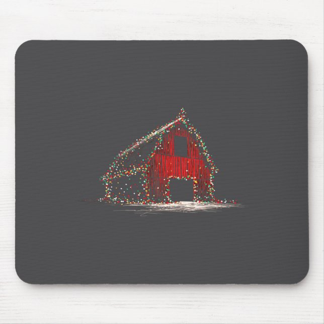 Funny Barn Christmas Graphics Lights Lover Farm Fa Mouse Pad (Front)