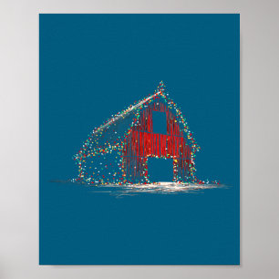Funny Barn Christmas Graphics Lights Lover Farm Fa Poster