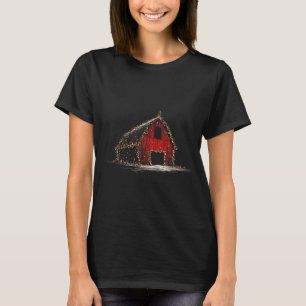 Funny Barn Christmas Graphics Lights Lover Farm Fa T-Shirt