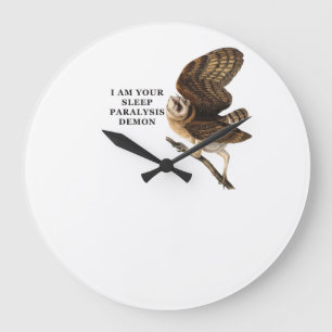 Funny Barn Owl Shirt Large Clock