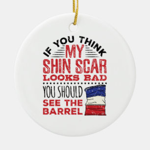 Funny Barrel Racing Shin Scar Rodeo Cowgirl Ceramic Tree Decoration