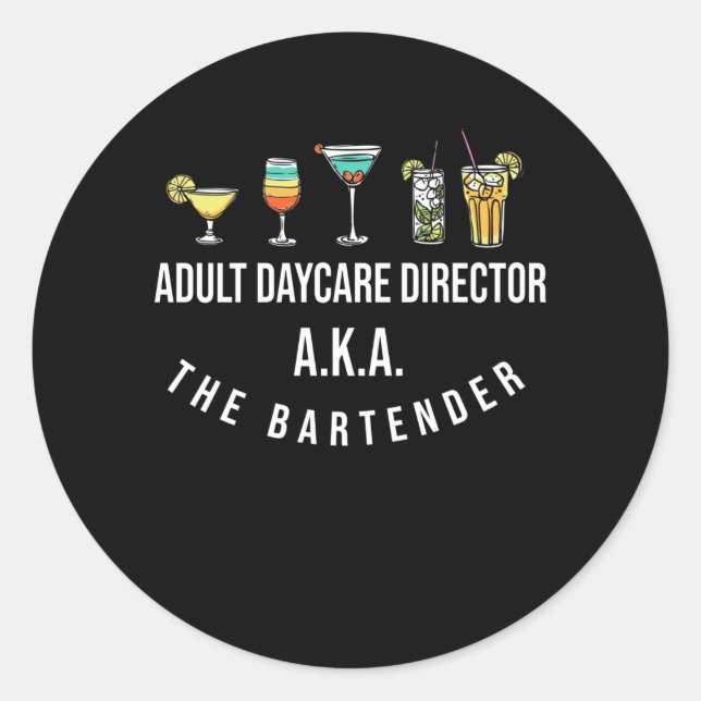 Funny Bartender Alcohol Mixer Barkeeper Jokes Classic Round Sticker (Front)