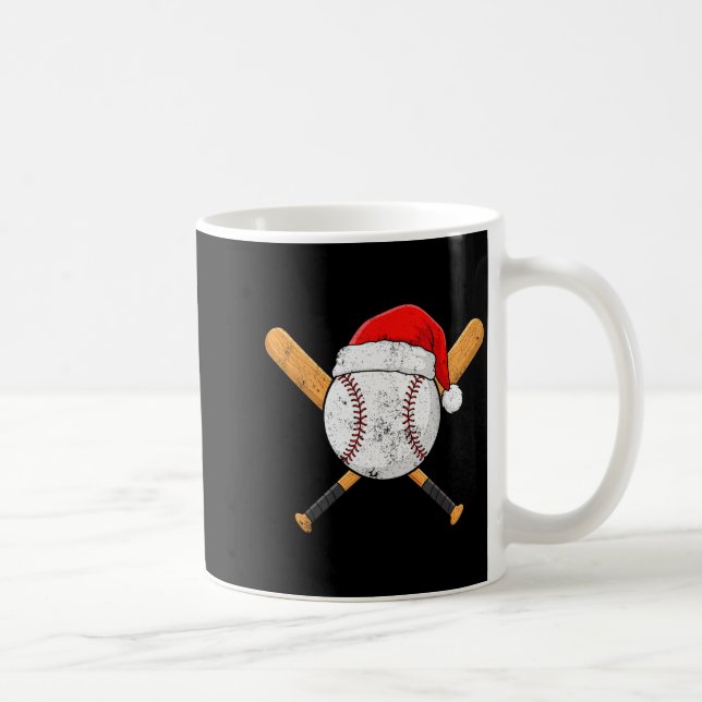 Funny Baseball Ball Santa Hat Xmas Pajamas Players Coffee Mug (Right)