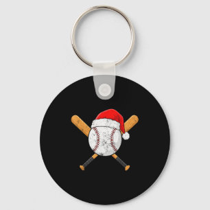 Funny Baseball Ball Santa Hat Xmas Pajamas Players Key Ring