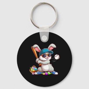 Funny Baseball Bunny Easter Shirts For Kids Boys T Key Ring