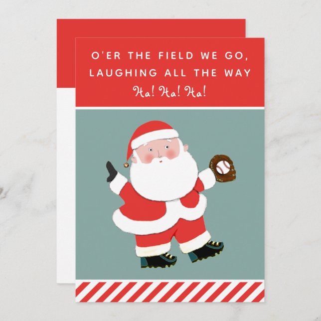 Funny Baseball Christmas Holiday Cards (Front/Back)