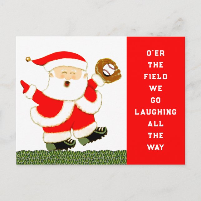 Funny Baseball Christmas Holiday Postcard (Front)