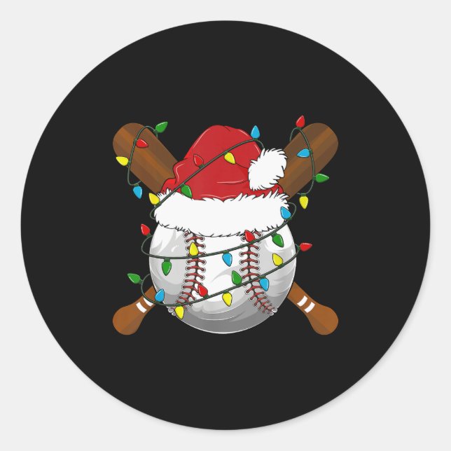 Funny Baseball Christmas Matching Family Pyjamas X Classic Round Sticker (Front)