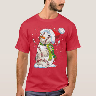Funny Baseball Christmas Sports Snowman Holidays B T-Shirt