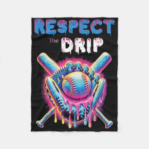 Funny Baseball Drip Ice Cream Dripping Respect The Fleece Blanket