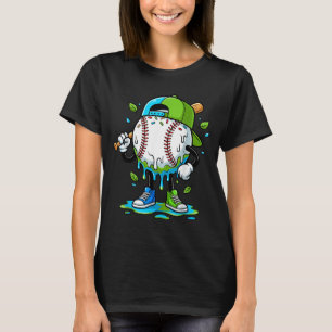 Funny baseball earth day drip cartoon boys youth T-Shirt