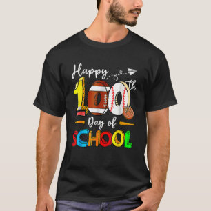 Funny Baseball Football Softball Happy 100 Days Of T-Shirt