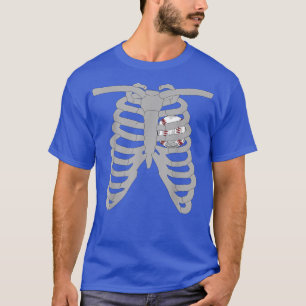Funny baseball in skeleton cage heart for baseball T-Shirt